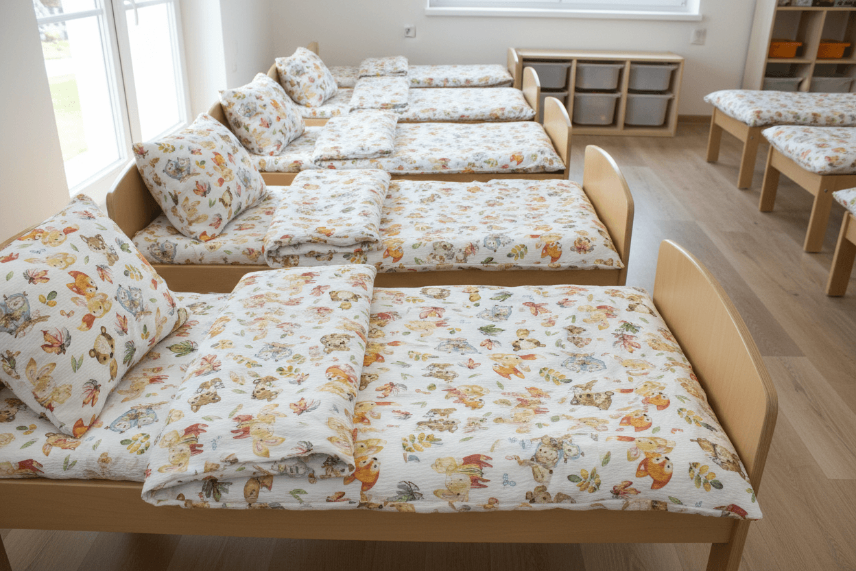 Krepové dětské povlečení do školky „Zvířecí školka“